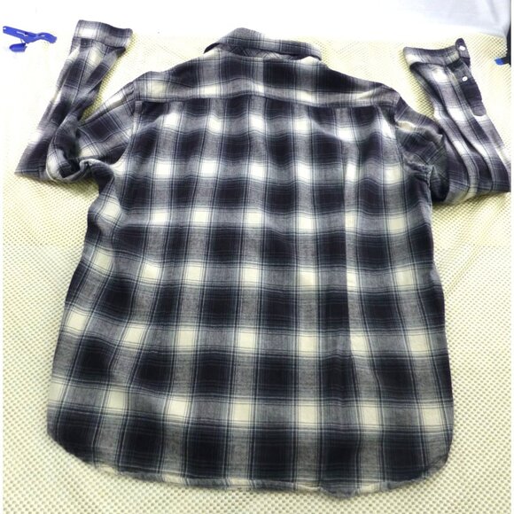 Won Woolf Originals Mens Plaid Flannel Shirt XXL Black & White 100% Cotton Long - Picture 2 of 11